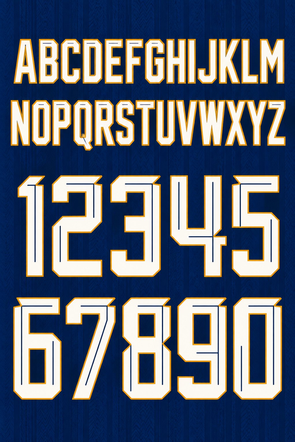 Font nameset A sampai Z dan nomor punggung 0 sampai 9